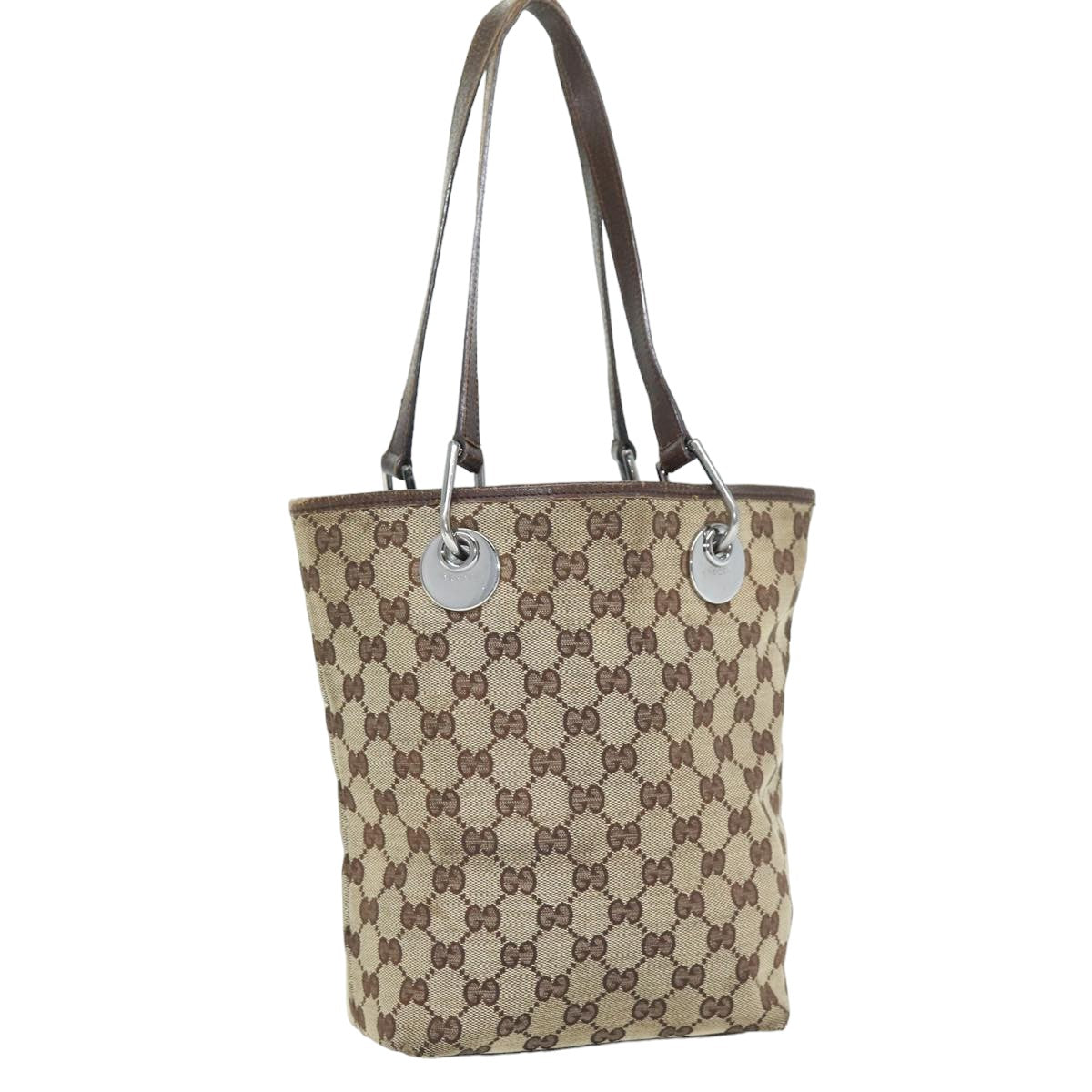 GUCCI GG Canvas Tote Bag Beige 120840 Auth 75972