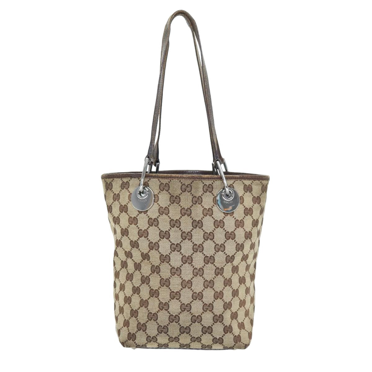 GUCCI GG Canvas Tote Bag Beige 120840 Auth 75972