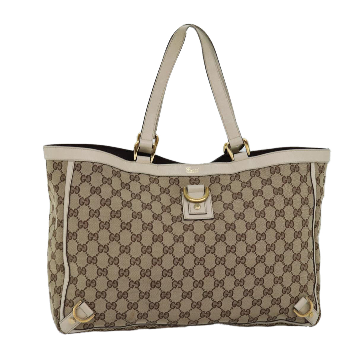 GUCCI GG Canvas Tote Bag Beige 141472 Auth 75973