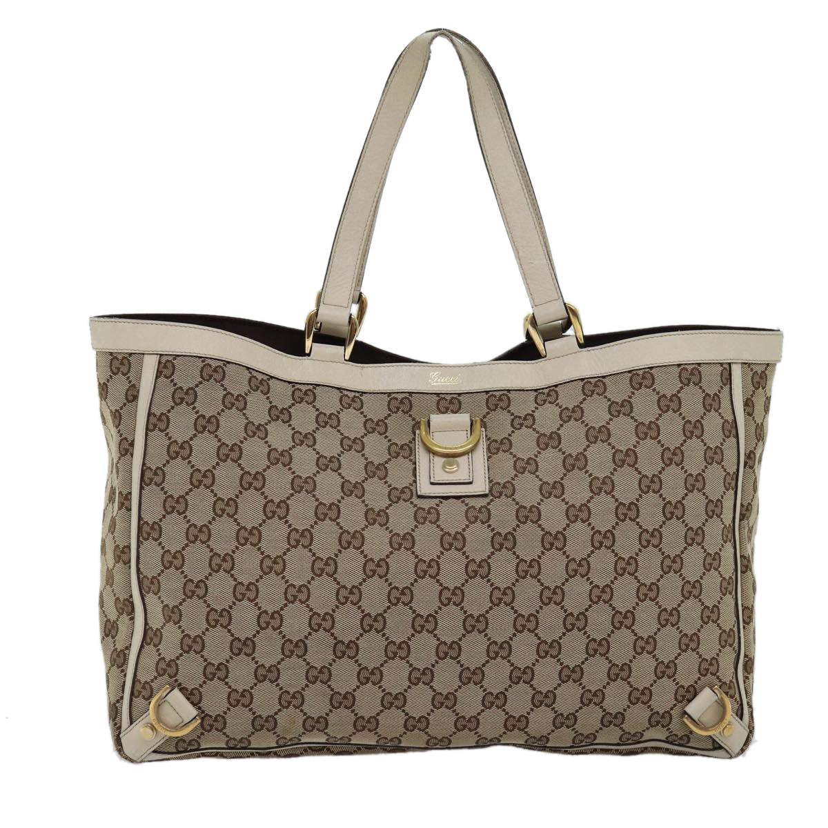 GUCCI GG Canvas Tote Bag Beige 141472 Auth 75973