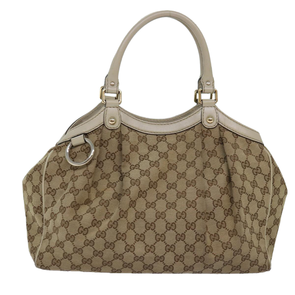 GUCCI GG Canvas Tote Bag Beige 211944 Auth 75975