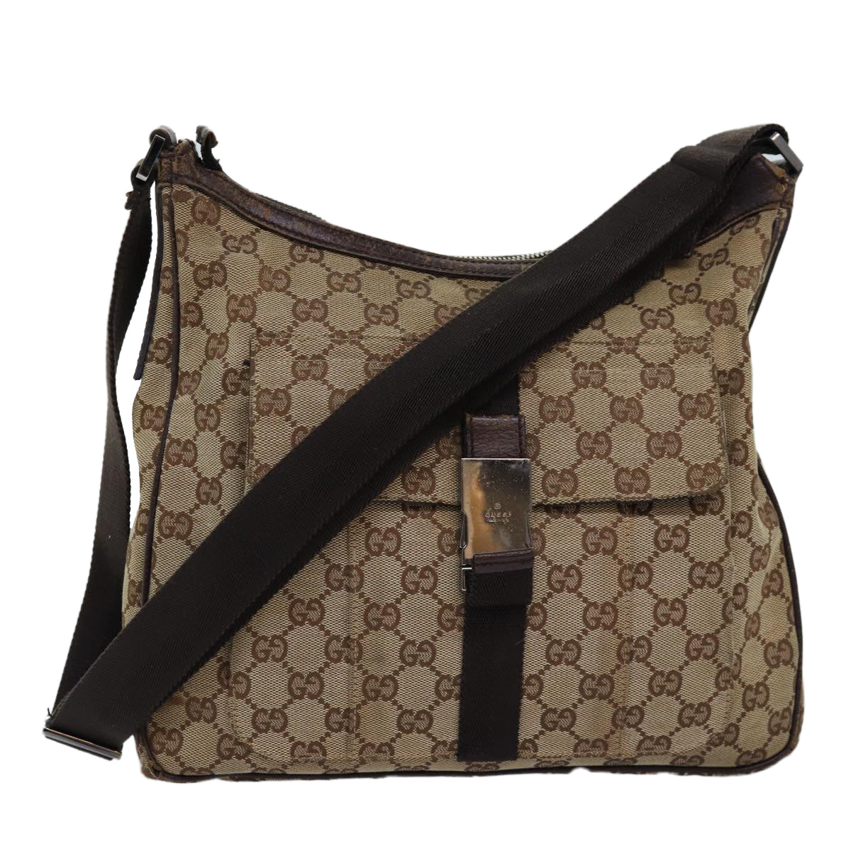 GUCCI GG Canvas Shoulder Bag Beige 131211 Auth 75979