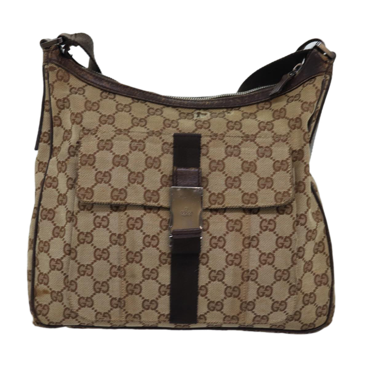 GUCCI GG Canvas Shoulder Bag Beige 131211 Auth 75979