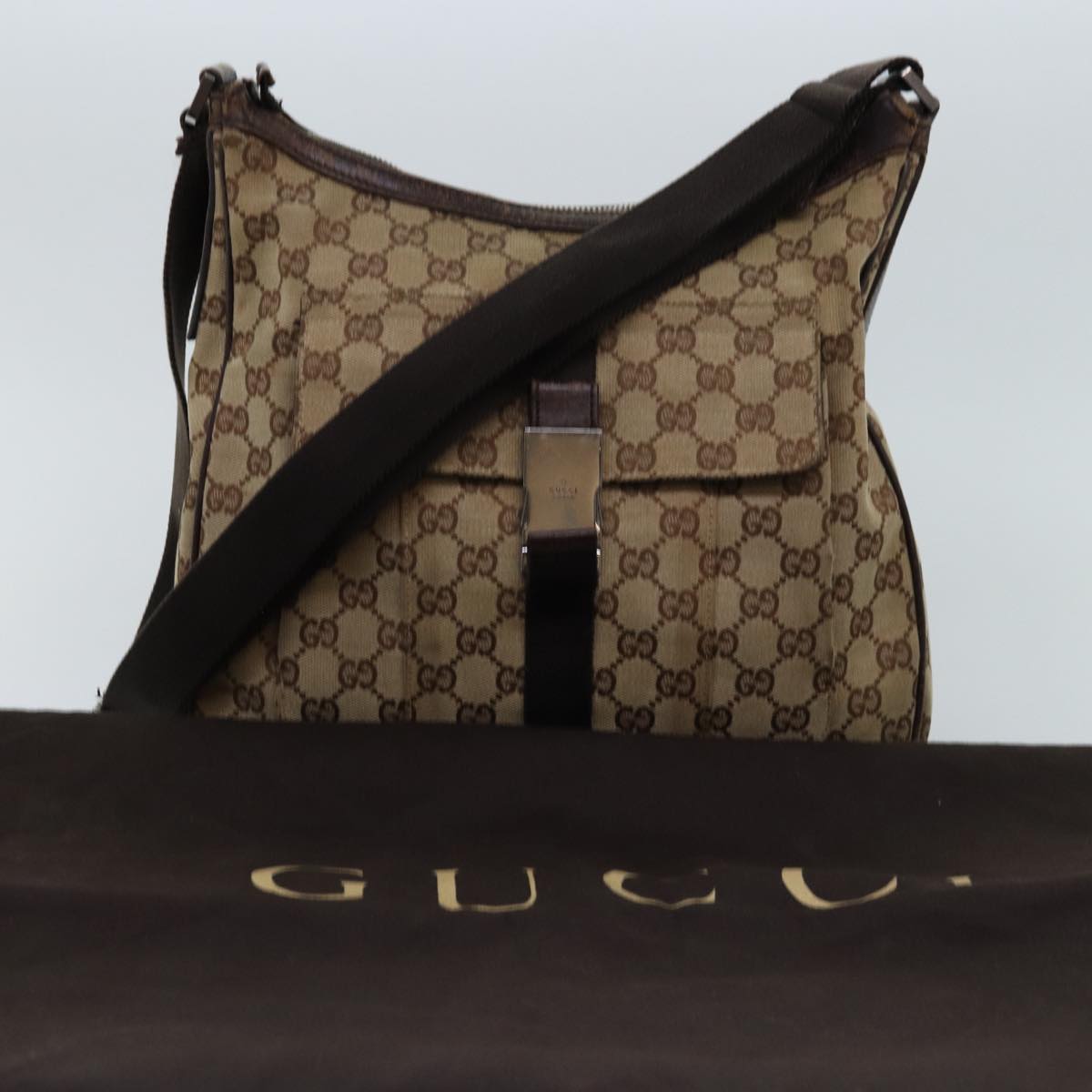 GUCCI GG Canvas Shoulder Bag Beige 131211 Auth 75979