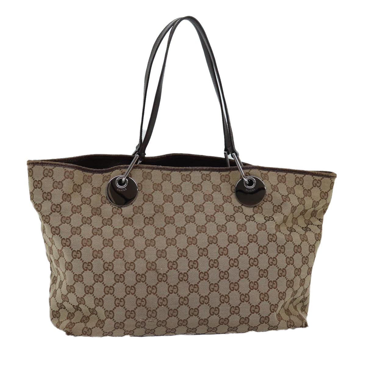 GUCCI GG Canvas Tote Bag Beige 120838 Auth 75980