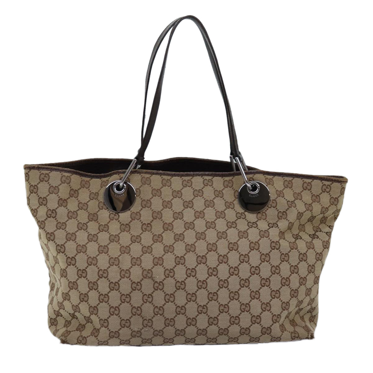 GUCCI GG Canvas Tote Bag Beige 120838 Auth 75980