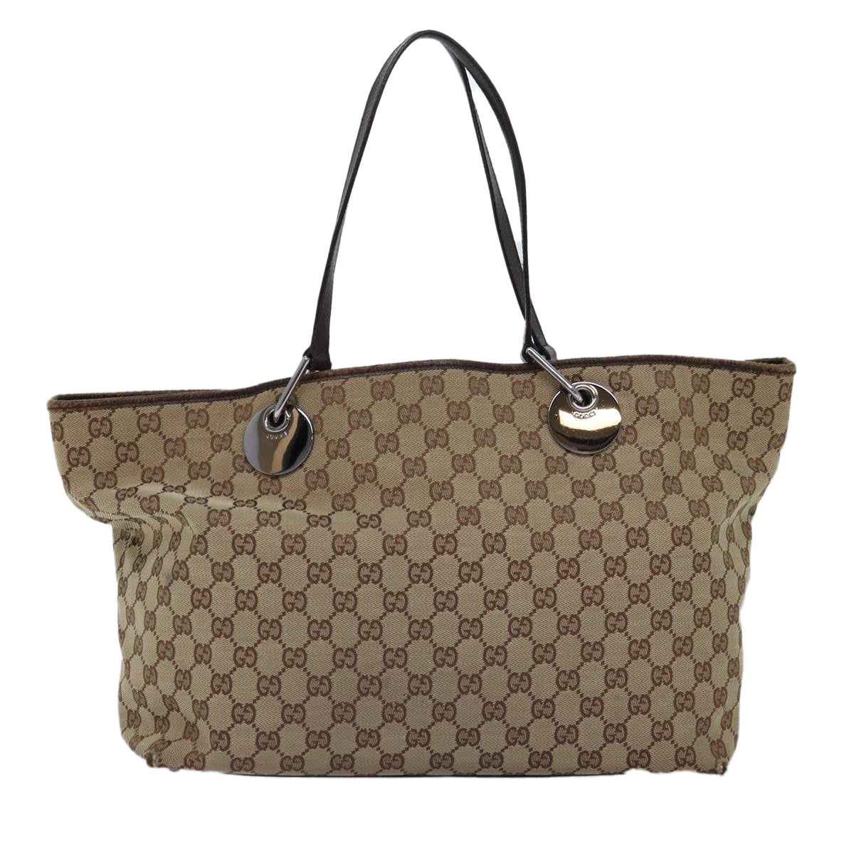 GUCCI GG Canvas Tote Bag Beige 120838 Auth 75980