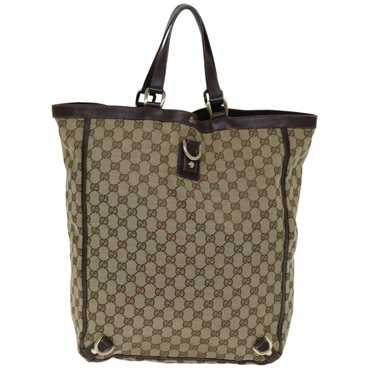 GUCCI GG Canvas Tote Bag Beige 130733 Auth 75981