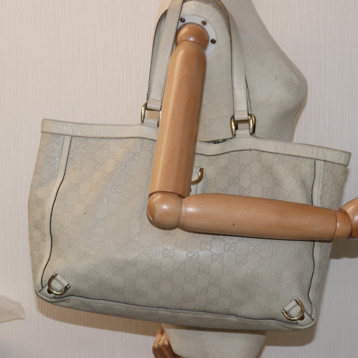 GUCCI GG Canvas Guccissima Tote Bag Beige 141472 Auth 75985