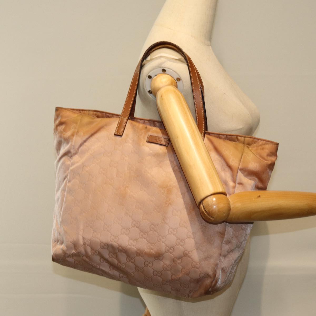 GUCCI GG Canvas Tote Bag Beige 282439 Auth 75989