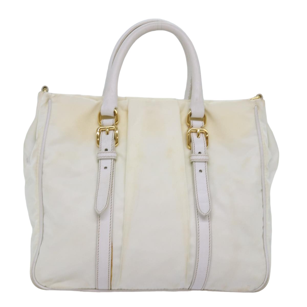 PRADA Hand Bag Nylon White Auth 75995 - 0