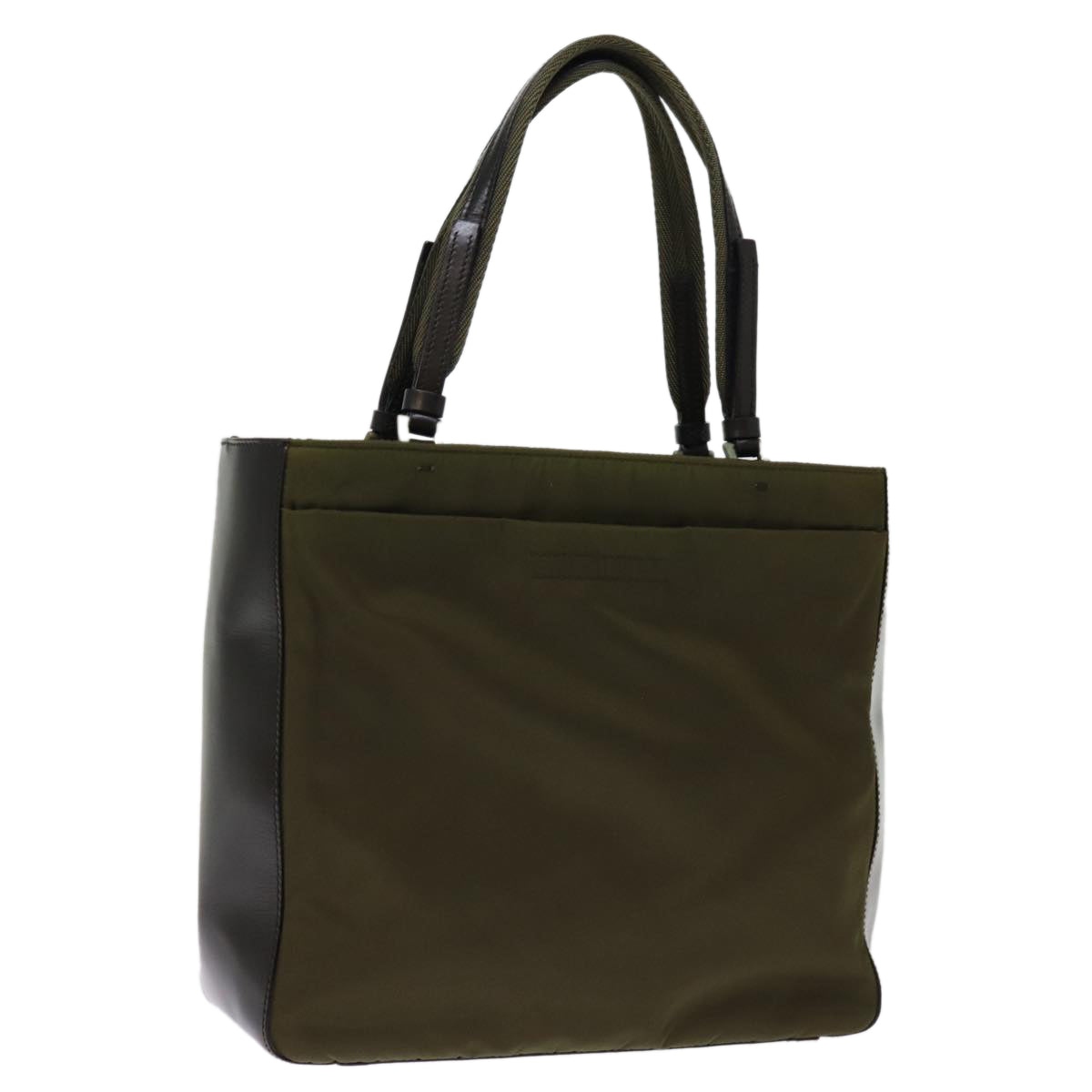 PRADA Hand Bag Nylon Khaki Auth 75996