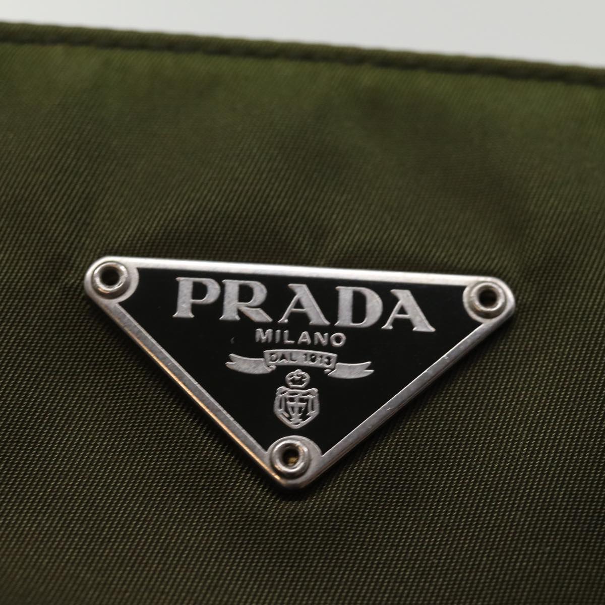 PRADA Hand Bag Nylon Khaki Auth 75996