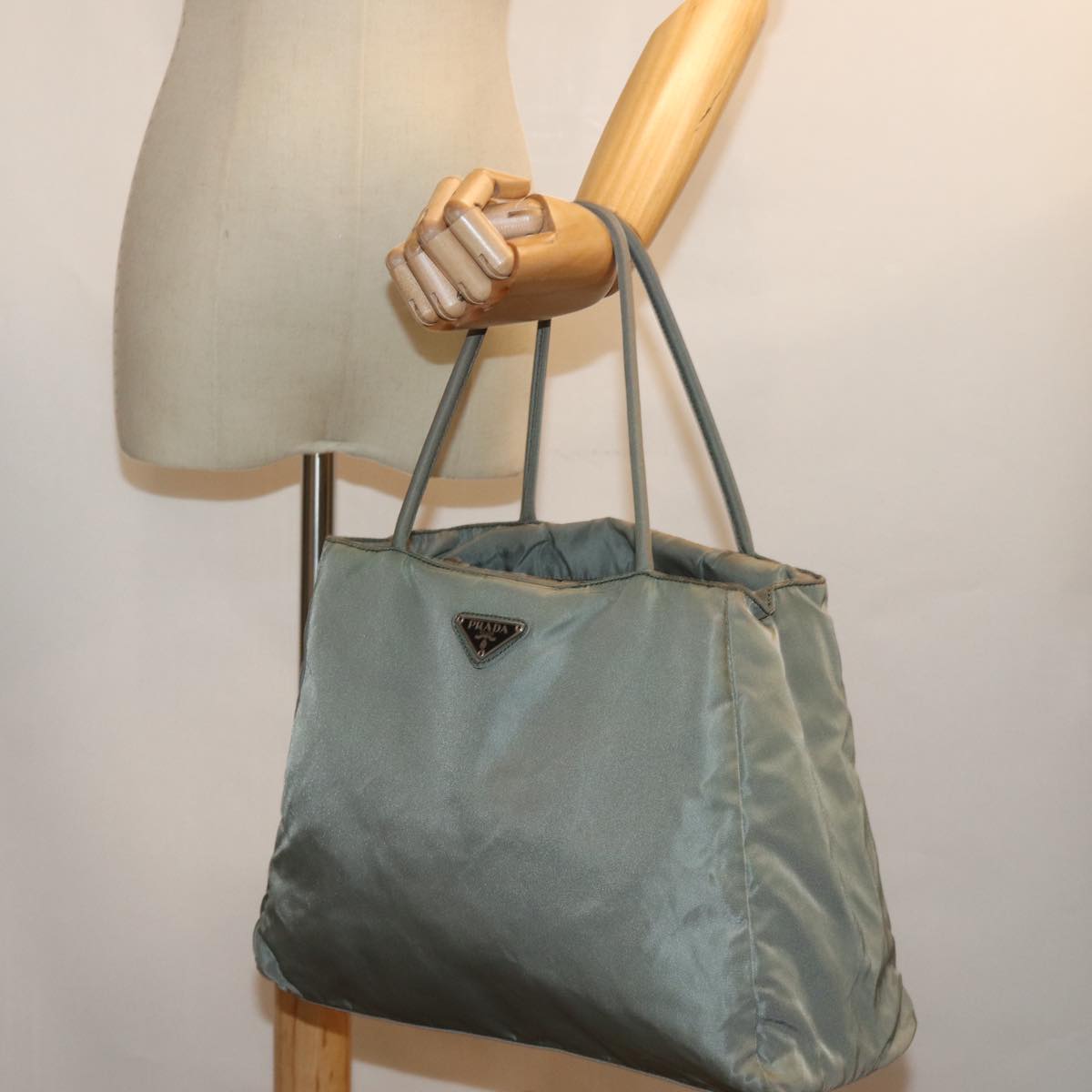 PRADA Tote Bag Nylon Green Auth 76001