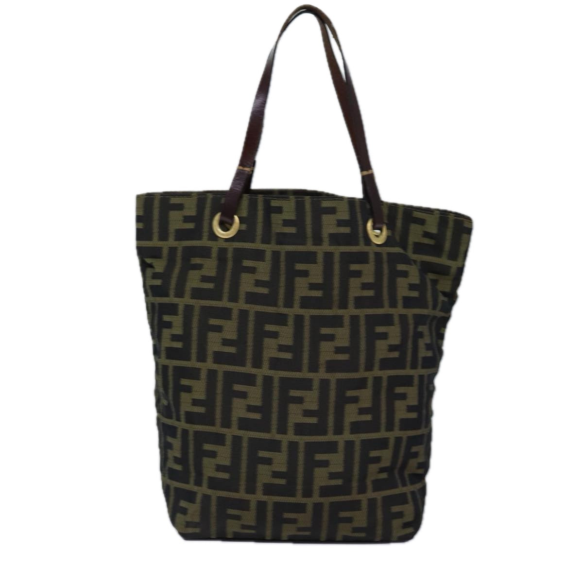 FENDI Zucca Canvas Hand Bag Black Brown Auth 76008 - 0