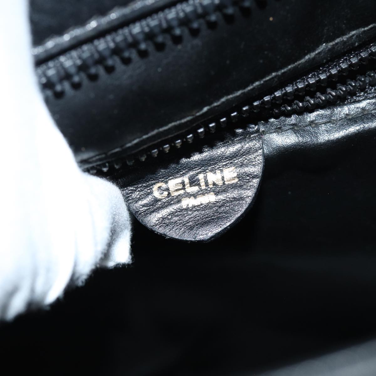 CELINE Tote Bag Leather Black Auth 76016