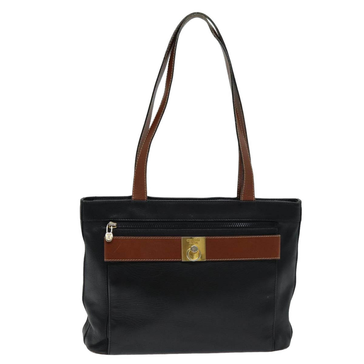 CELINE Tote Bag Leather Black Auth 76016 - 0