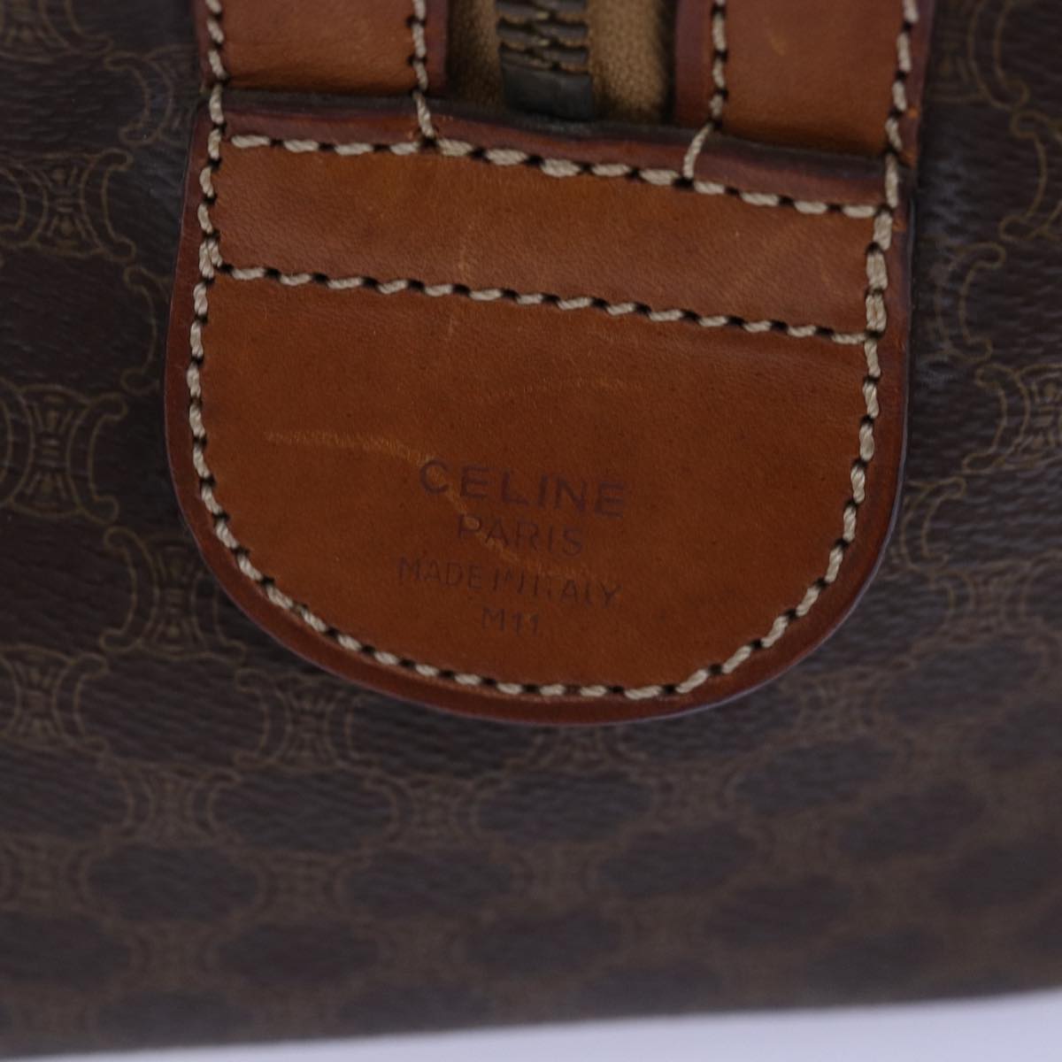 CELINE Macadam Canvas Hand Bag PVC Brown Auth 76019