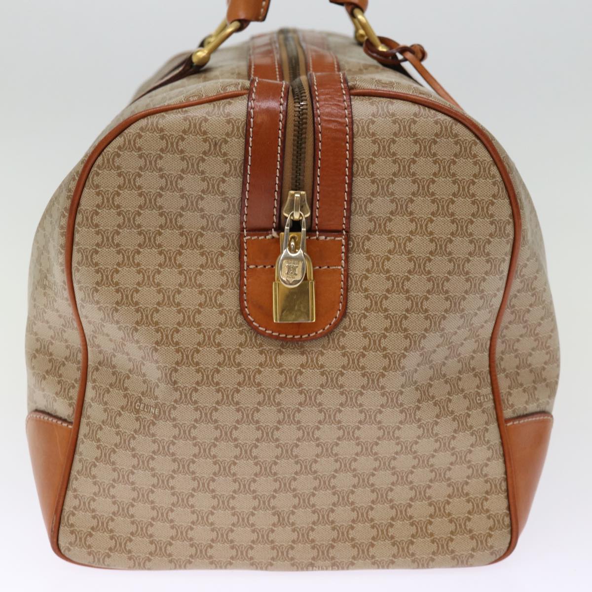 CELINE Macadam Canvas Boston Bag Beige Auth 76023