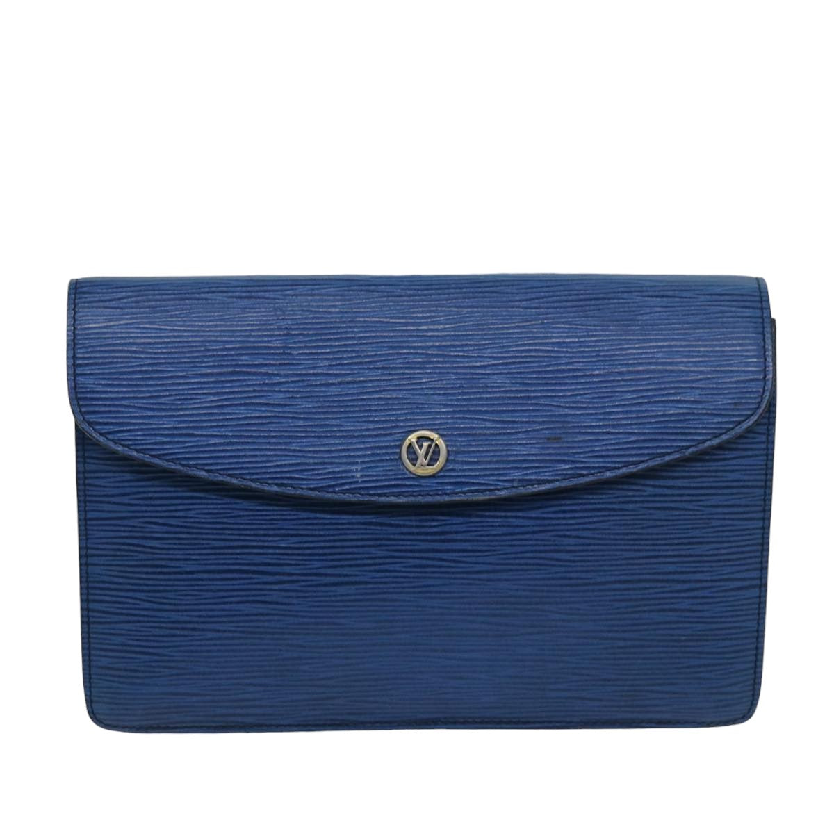 LOUIS VUITTON Epi Montaigne 23 Clutch Bag Blue M52665 LV Auth 76032