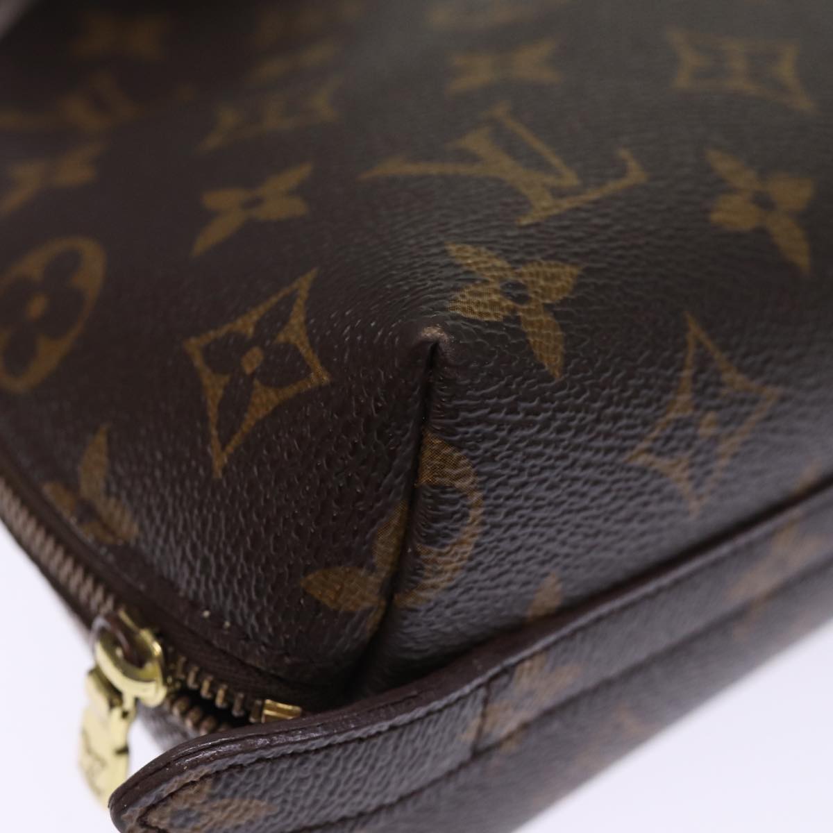 LOUIS VUITTON Monogram Trousse Demi Ronde Cosmetic Pouch M47520 LV Auth 76034