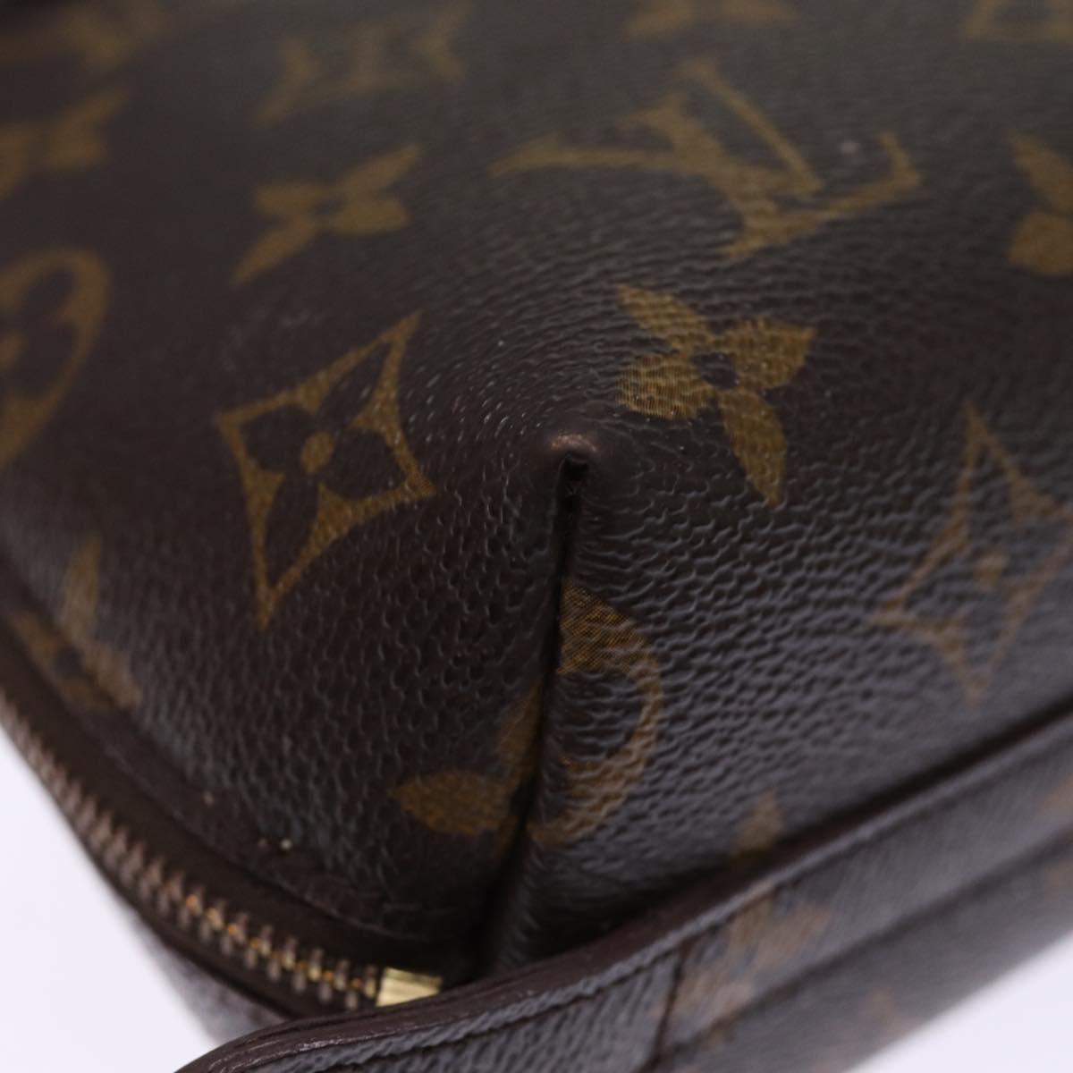 LOUIS VUITTON Monogram Trousse Demi Ronde Cosmetic Pouch M47520 LV Auth 76034