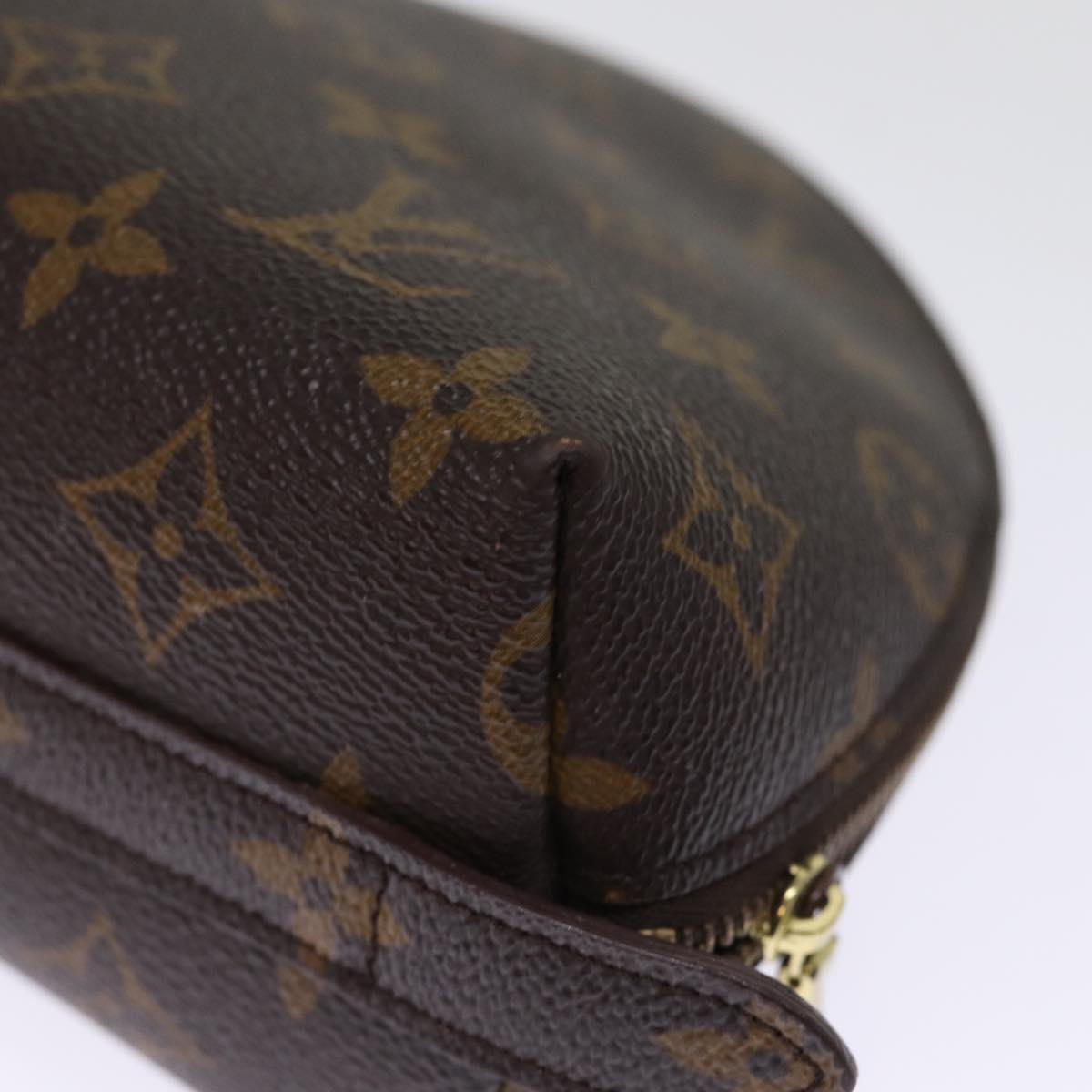 LOUIS VUITTON Monogram Trousse Demi Ronde Cosmetic Pouch M47520 LV Auth 76034