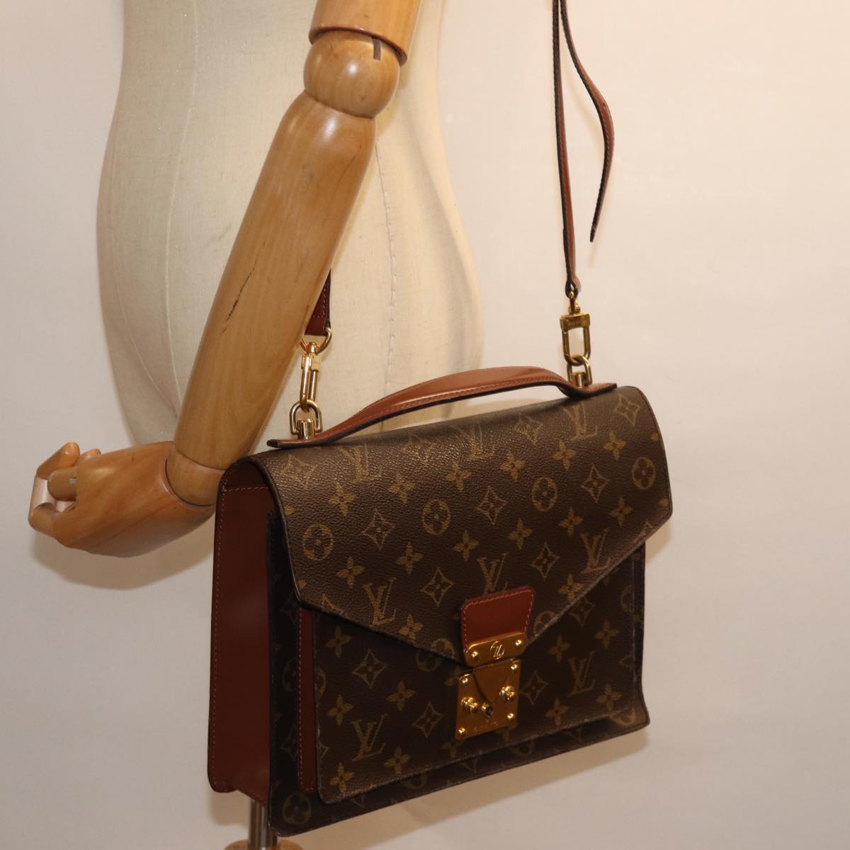 LOUIS VUITTON Monogram Monceau 28 Hand Bag 2way M51185 LV Auth 76049