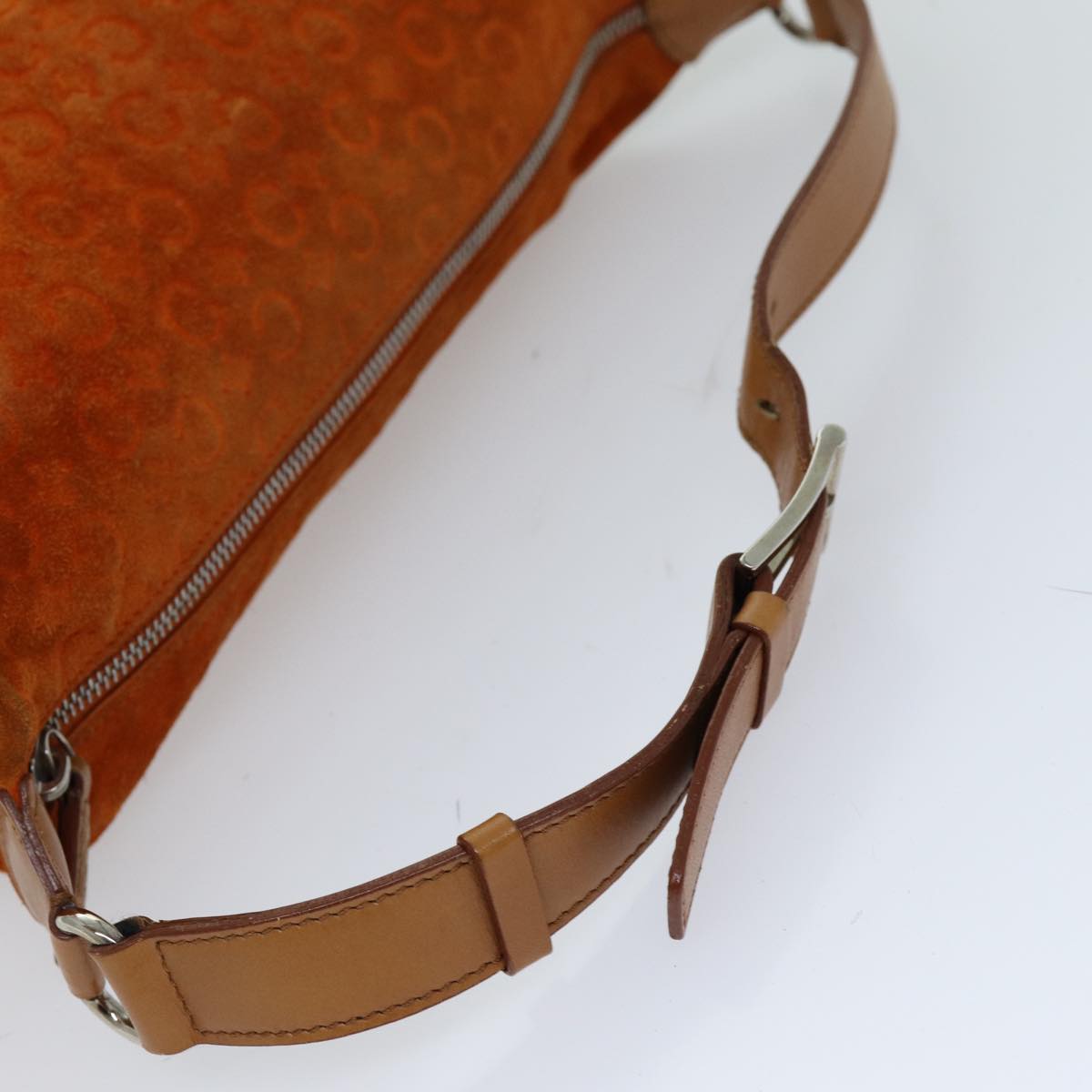 CELINE C Macadam Canvas Shoulder Bag Orange Auth 76078