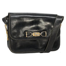 CELINE Shoulder Bag Leather Black Auth 76080-1