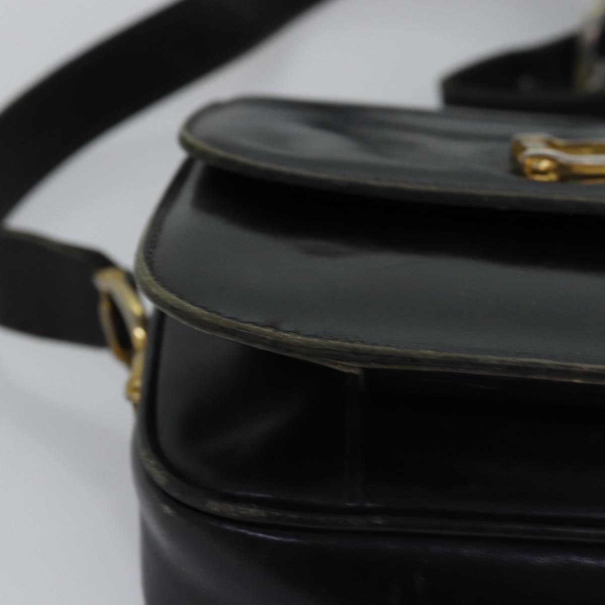 CELINE Shoulder Bag Leather Black Auth 76080