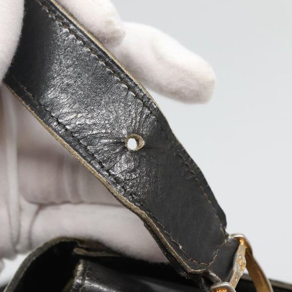 CELINE Shoulder Bag Leather Black Auth 76080