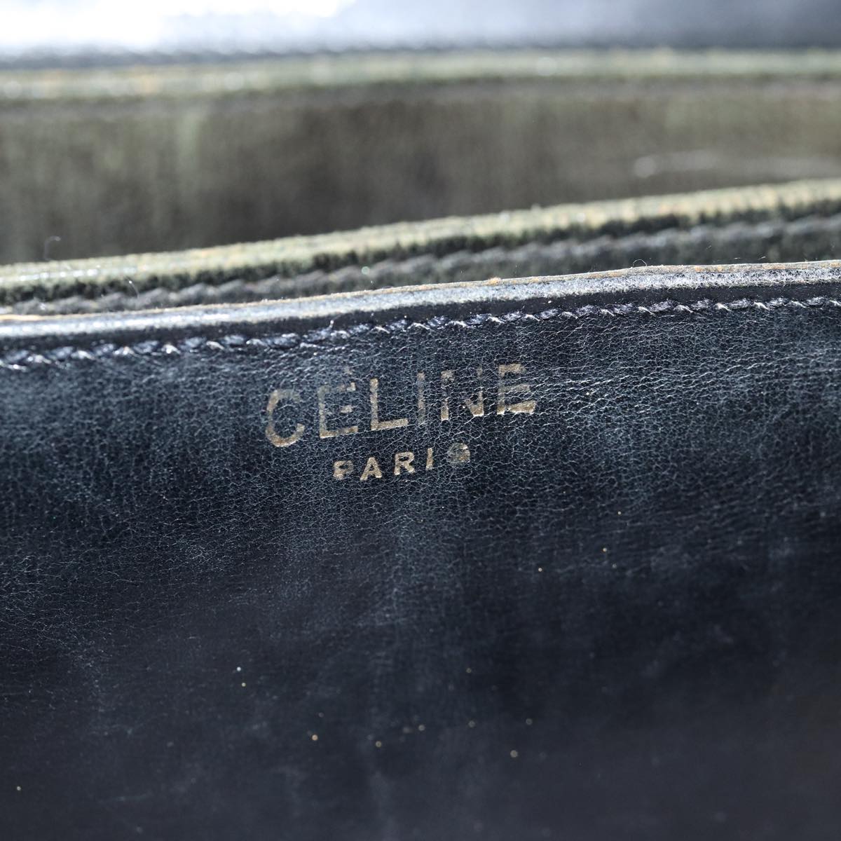 CELINE Shoulder Bag Leather Black Auth 76080