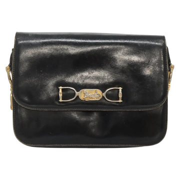 CELINE Shoulder Bag Leather Black Auth 76080 - 0