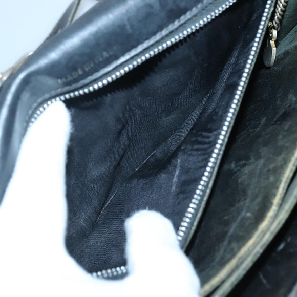 CELINE Shoulder Bag Leather Black Auth 76080