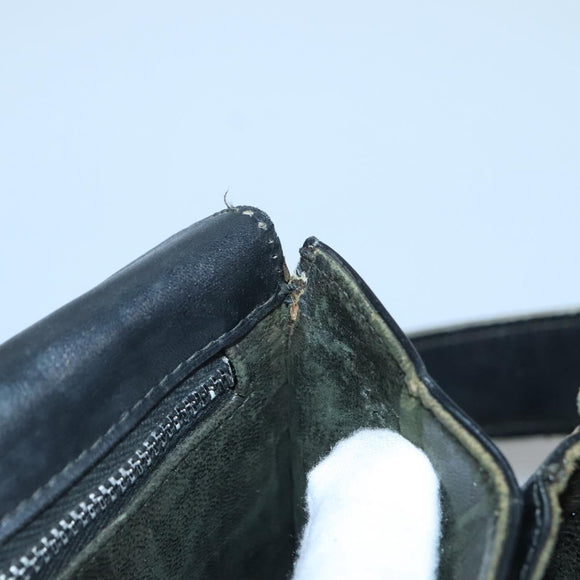 CELINE Shoulder Bag Leather Black Auth 76080