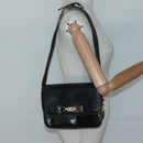CELINE Shoulder Bag Leather Black Auth 76080-25