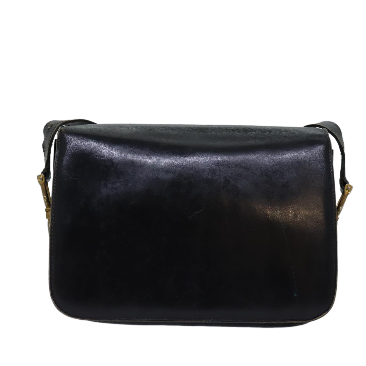 CELINE Shoulder Bag Leather Black Auth 76080