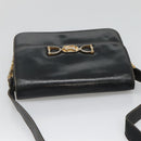 CELINE Shoulder Bag Leather Black Auth 76080-6