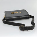 CELINE Shoulder Bag Leather Black Auth 76080-7