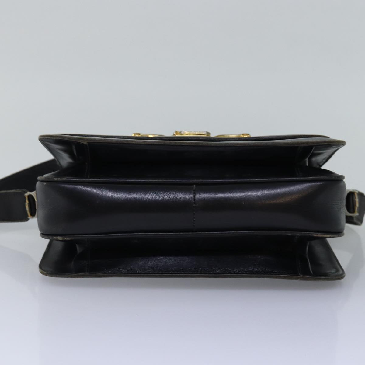 CELINE Shoulder Bag Leather Black Auth 76080