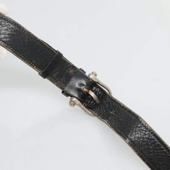 CELINE Shoulder Bag Leather Black Auth 76080