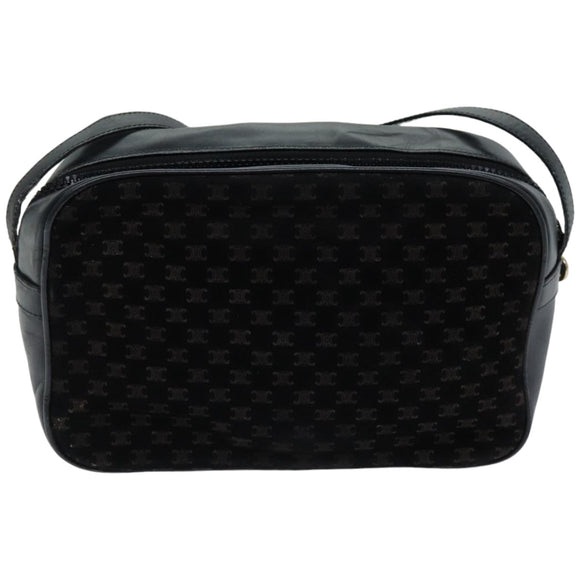 CELINE Macadam Canvas Shoulder Bag Black Auth 76081