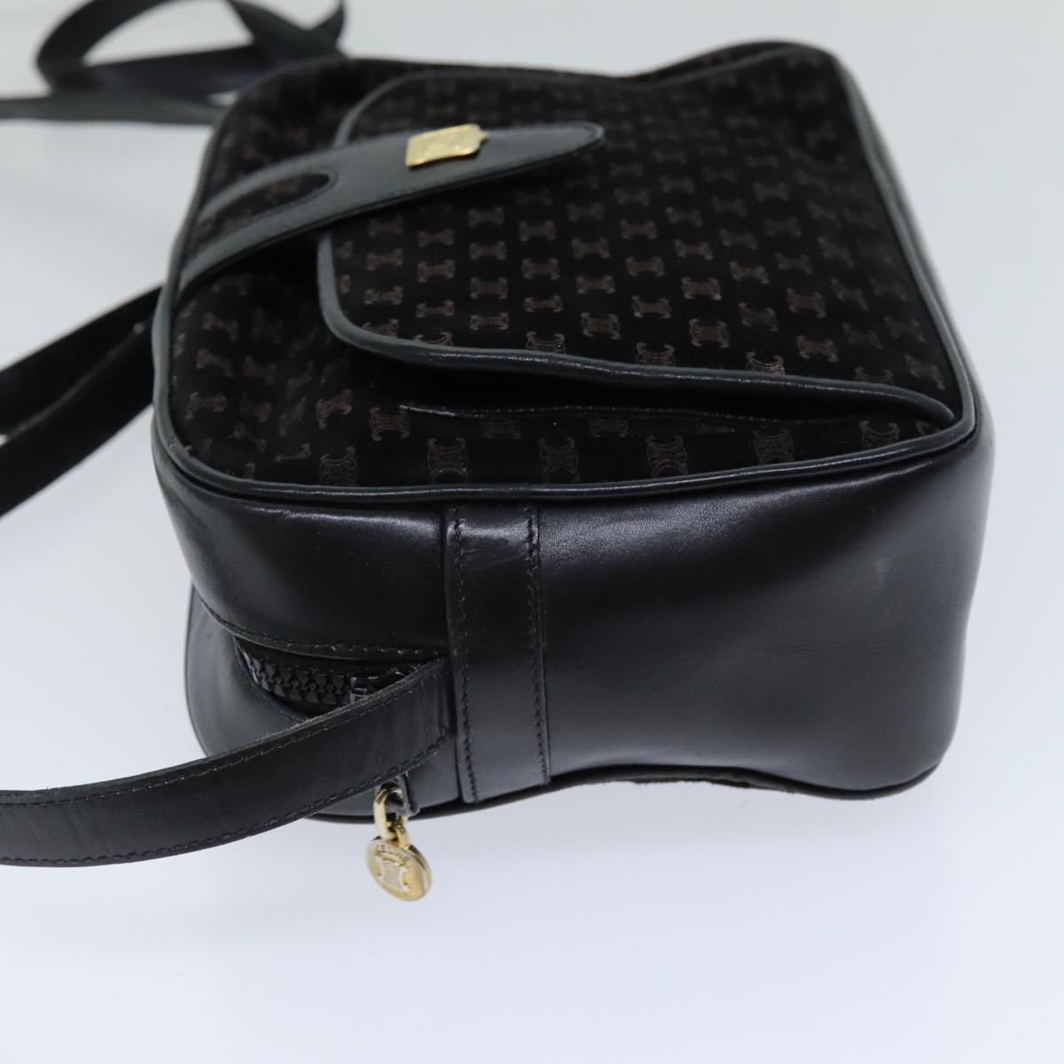 CELINE Macadam Canvas Shoulder Bag Black Auth 76081