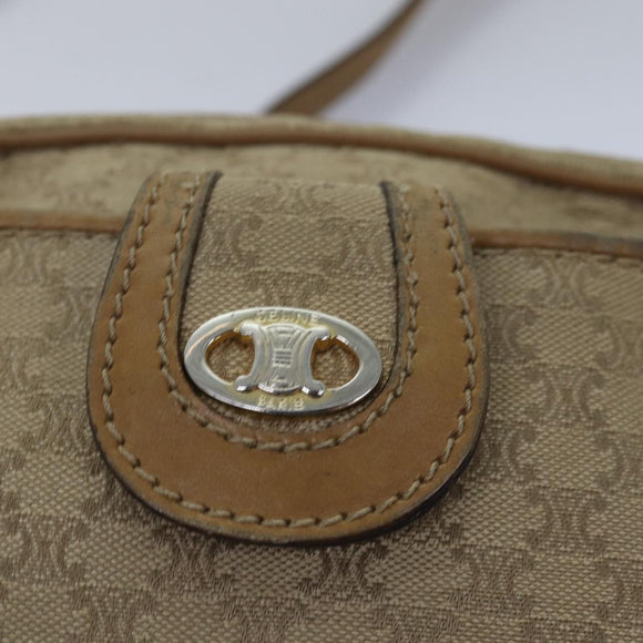 CELINE Macadam Canvas Shoulder Bag Beige Auth 76085