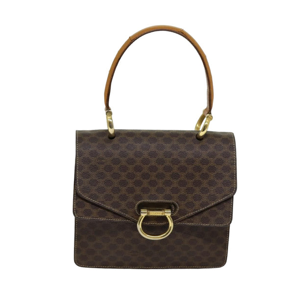 CELINE Macadam Canvas Handtasche PVC Braun Auth 76087