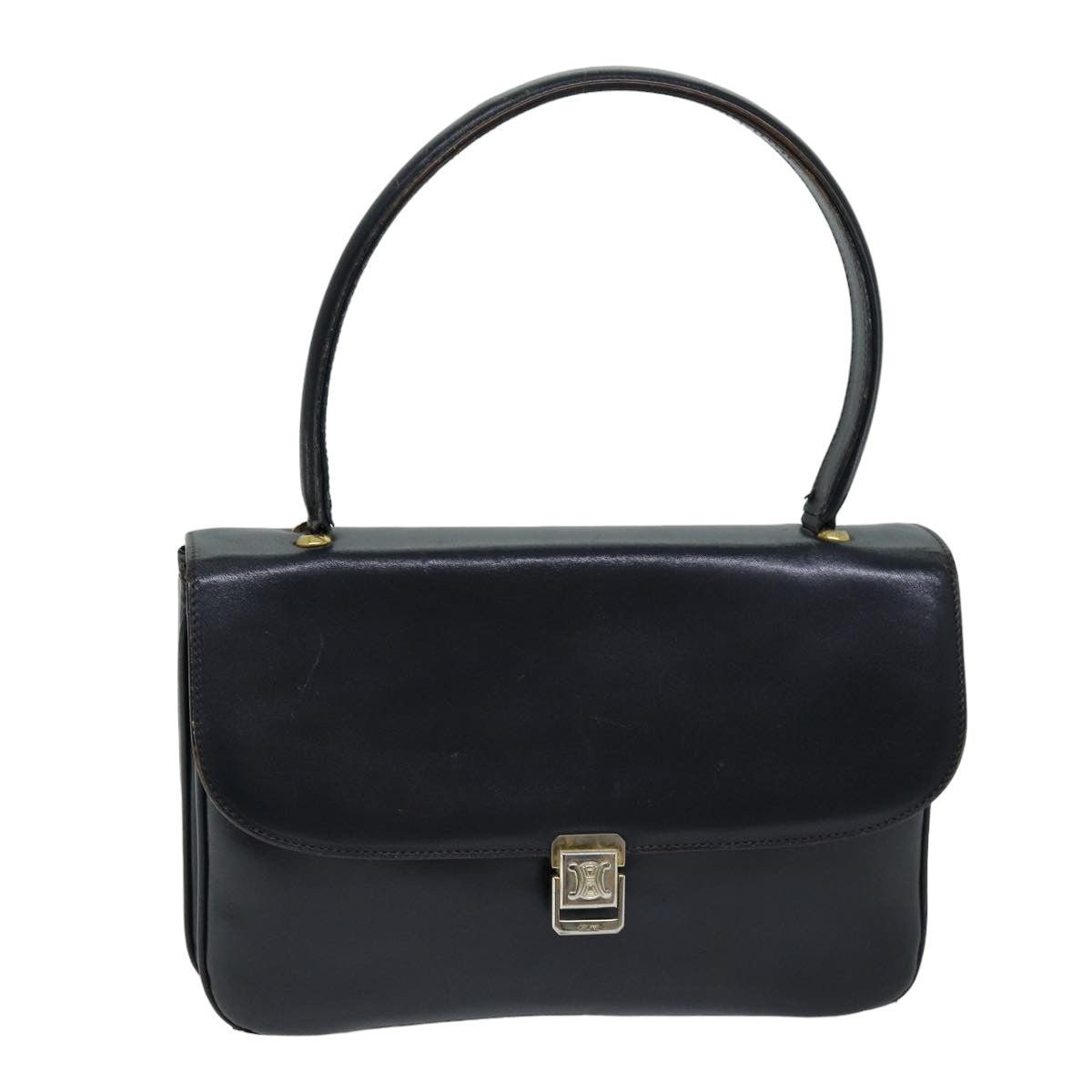 CELINE Hand Bag Leather Navy Auth 76089