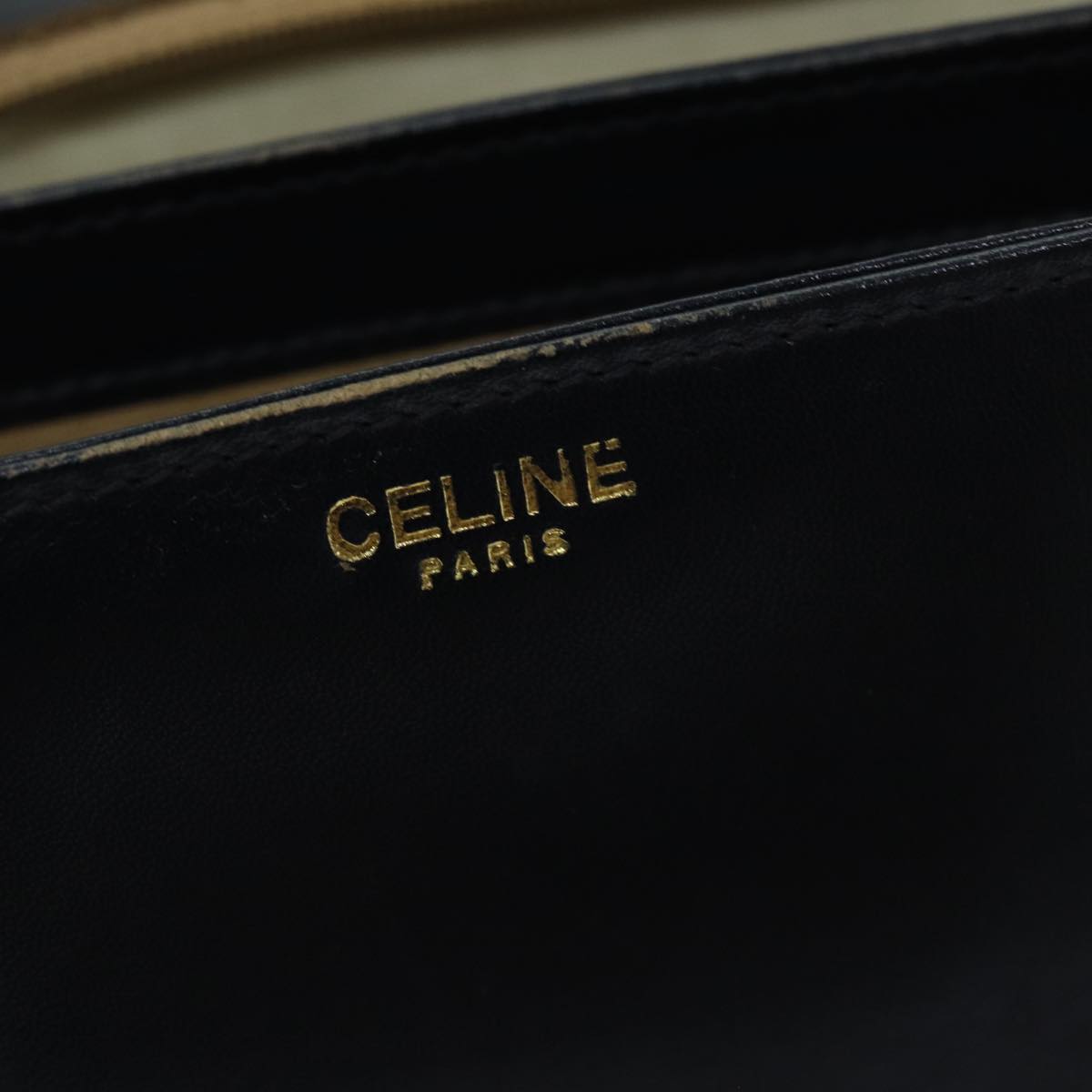 CELINE Hand Bag Leather Navy Auth 76089