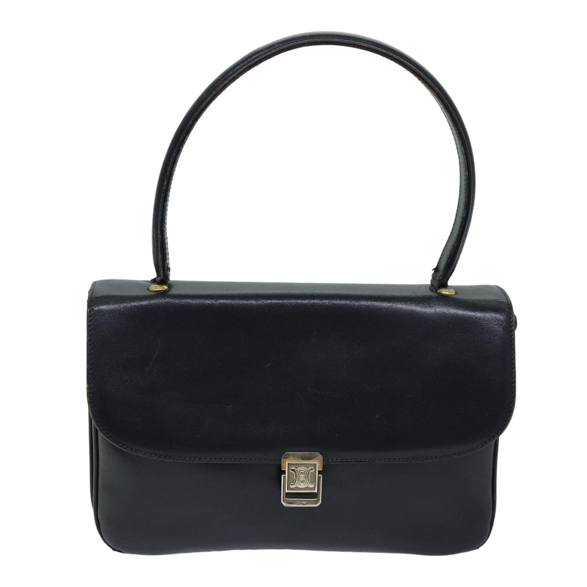 CELINE Hand Bag Leather Navy Auth 76089