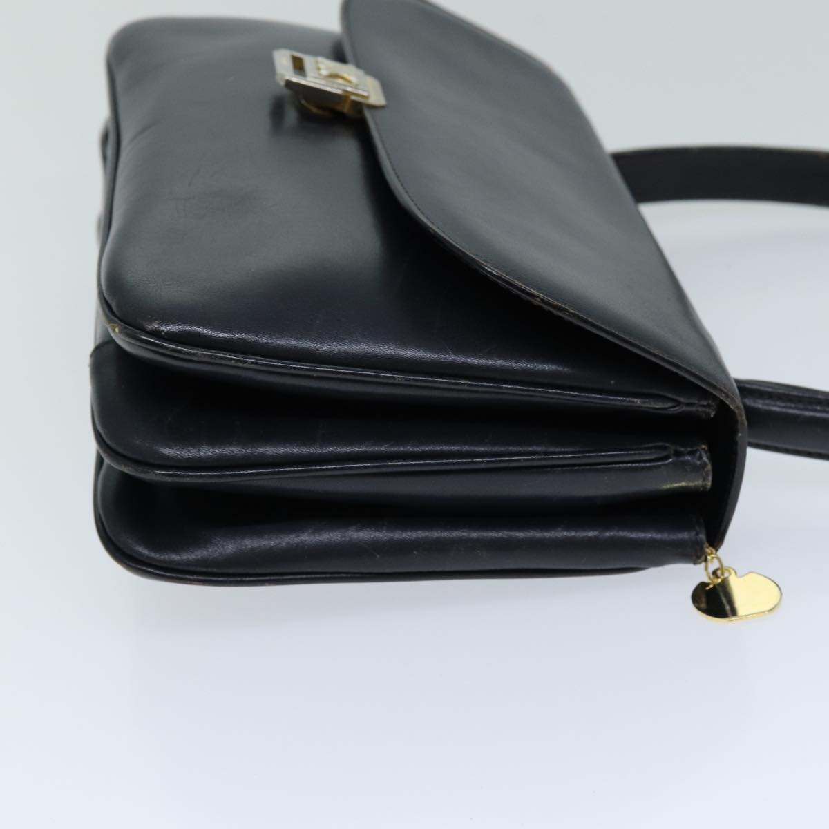 CELINE Hand Bag Leather Navy Auth 76089